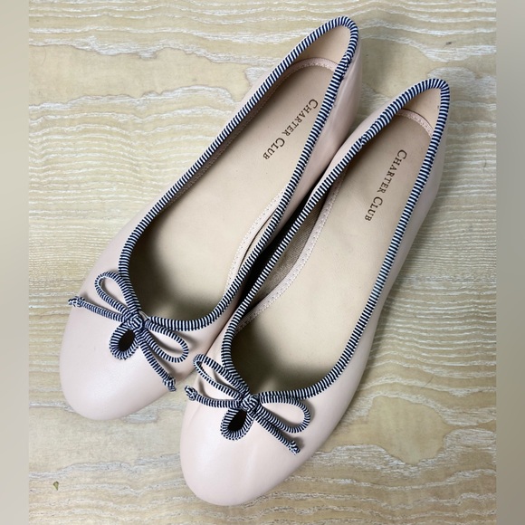 Woman Charter Club Blush Pink Bailynn Ballet Flats round toe bow detail Sz 9.5 - Picture 3 of 6